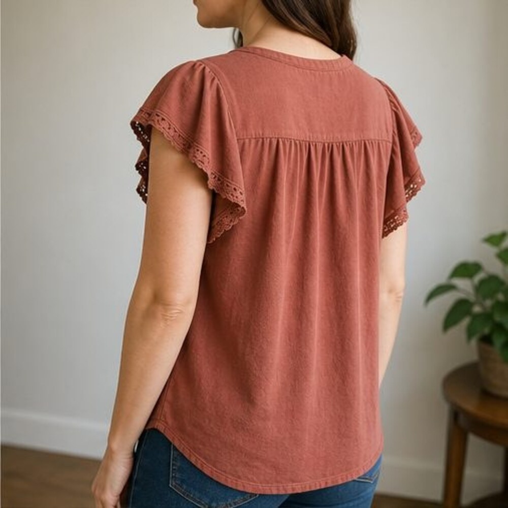Rust Ruffle Blouse - Picture 3 of 6